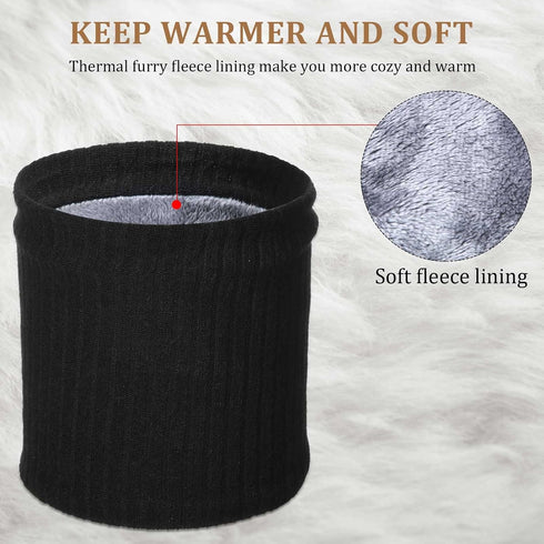 2 Sets Winter Knit Hats Gloves Scarf for Women Ribbed Knit Hat with Brim Winter Beanie Slouchy Women Touch Screen Gloves and Fleece Neck Warmer Sc...