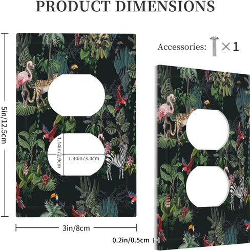 Decorative Switch Plate Covers Wild Jungle Animals 1 Gang Receptacle Duplex Wall Plate Light Switch Cover Single Dual Device Outlet Plate Nature T...