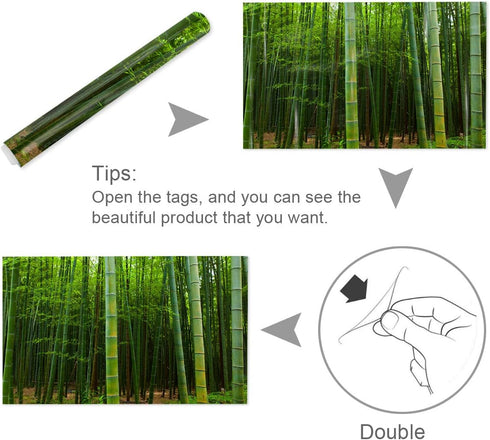 T&H XHome Aquarium Décor Backgrounds Bamboo Forest Nature Scenery Pattern Fish Tank Background Aquarium Sticker Wallpaper Decoration Picture PVC A...