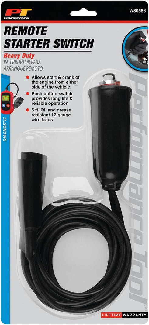 Performance Tool W80586 Heavy Duty Remote Starter for Car and Truck Engines with Push-Button Switch and 5-ft Wire Leads , Black...