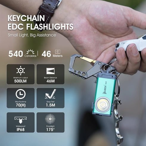 WUBEN G2 Mini Flashlight Keychain, 500 Lumens Rechargeable Pocket Flashlight, 5 Modes Small Led Flashlight, EDC Keychain Brightest Flashlight Magn...