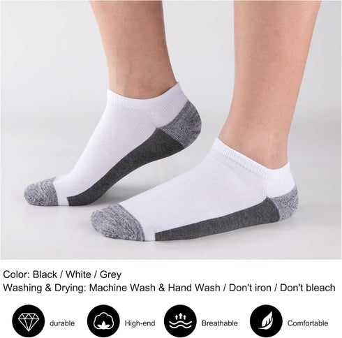 COOVAN Men Athletic Ankle Socks 12 pack Low Cut Short Cushion Casual Sock?12 pairs?...