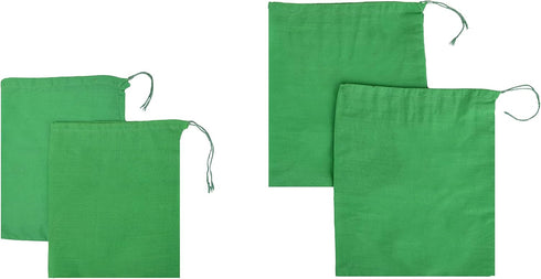 Green Cotton Christmas Drawstring Bags 145 GSM, (6x8 in 25 pcs) Kitchen & Grocery and herb Storage, Eco-Friendly, green gift bags Small Christmas ...