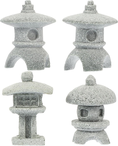 BESPORTBLE Miniature Stone Lantern Pagoda Japanese Style Pagoda Lantern Statue Mini Zen Garden Accessories for Aquarium Patio Micro Landscape Yard...