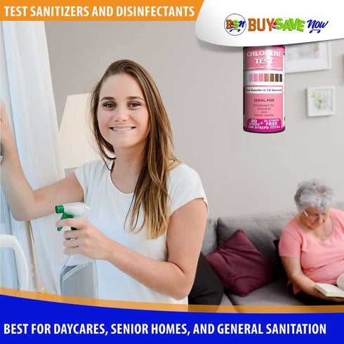 Industrial Active Chlorine Bleach Test Strips. 0-2000 Ppm Range for Sanitizer Disinfectants and Sanitizing Solutions for Daycares and Senior Homes...