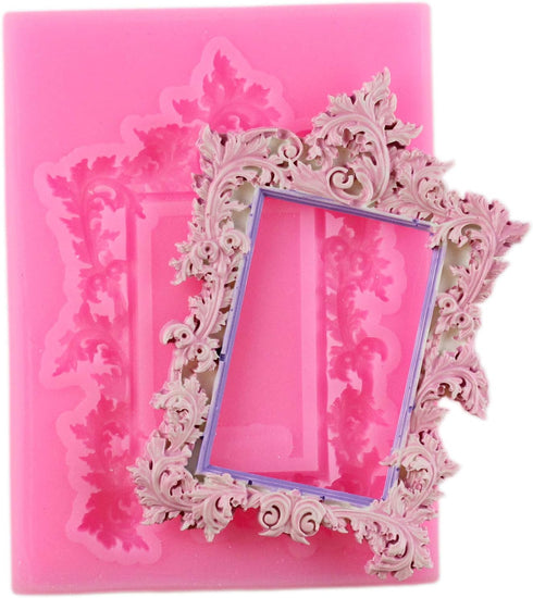 Mujiang Baroque Style Fondant Molds - Curlicues Scroll Lace Photo Frame Silicone Molds Sugarcraft Cake Border Decoration Set Of 4...