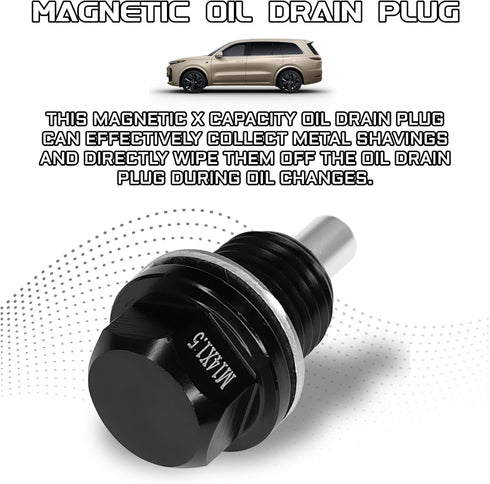 M14x1.5 Magnetic Oil Drain Plug, Aluminum Oil Pan Drain Plug Repair Kit with Crush Washer Gaskets, Oil Drain Nut Bolt for Most Ford, GM, Hyundai, ...