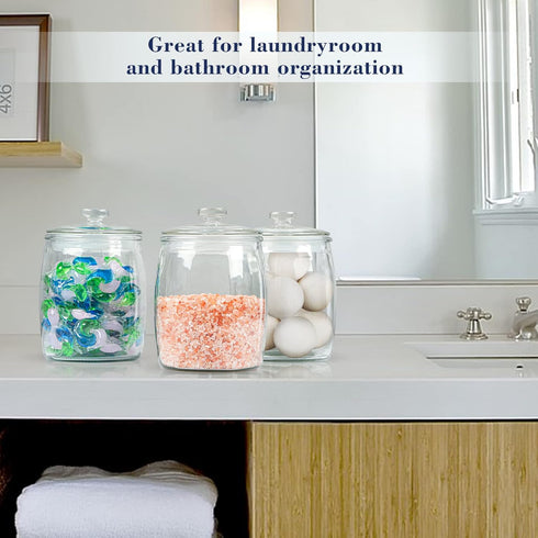 Half Gallon Glass Jars with Lid, Wide Mouth Cookie Jars Set of 2, Apothecary Jar for Candy, Glass Canisters for Kitchen Storage and Laundry Organi...