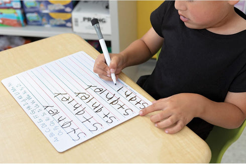 Pacon Handwriting Whiteboard Dry Erase Set, 2-Sided, Ruled/Plain, with Marker/Eraser, 9" x 12"...