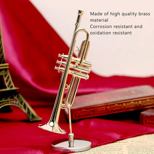 Trumpet Model Brass Miniature Trumpet Mini Musical Instrument Dollhouse Model Christmas Ornament...