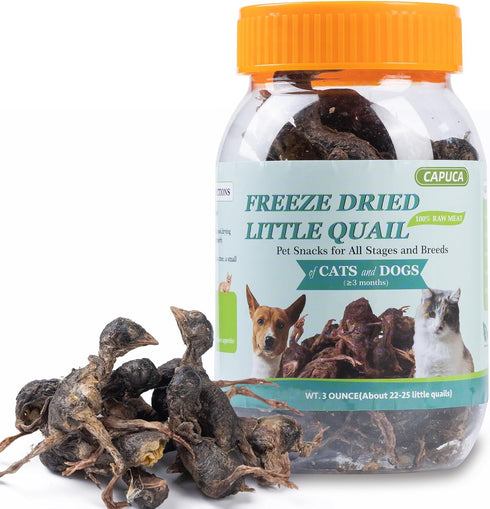 Freeze Dried Dogs Cats Treats - Little Quail Natural Dog Treats Cat Delicious Snacks Training Cat Food Healthy Easy Digestion Pet Food (3 OZ)...