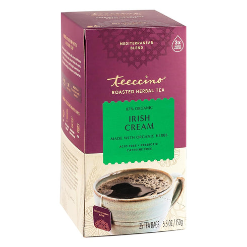 Teeccino Irish Cream Herbal Tea, Rich & Roasted Herbal Tea That’s Caffeine Free & Prebiotic for Natural Energy, 25 Tea Bags...