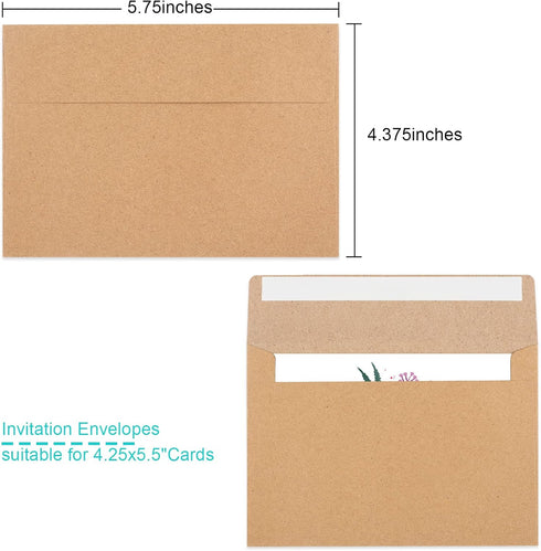 70 Packs A2 Invitation Envelopes, Brown Kraft Envelopes, Envelopes for 4.5x5.5 Cards, Envelopes for Invitations, Envelopes Self Seal for Photos RS...