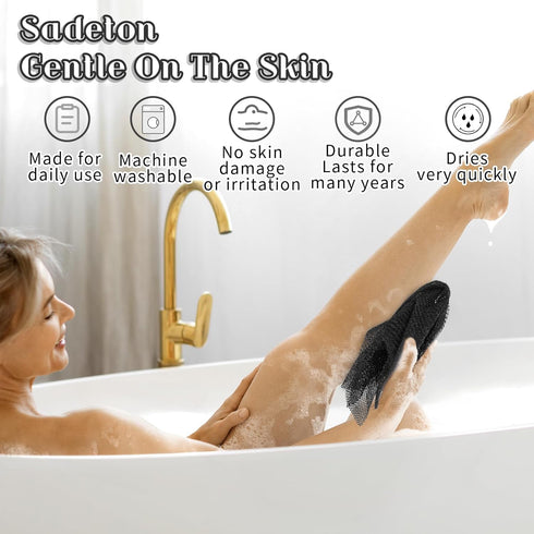 African Bath Sponge Long Net Exfoliating Shower Body Scrubber Flat Back Scrubber Foot Scalp Scrub Dead Skin Removal Skin Smoother for Men Women (B...