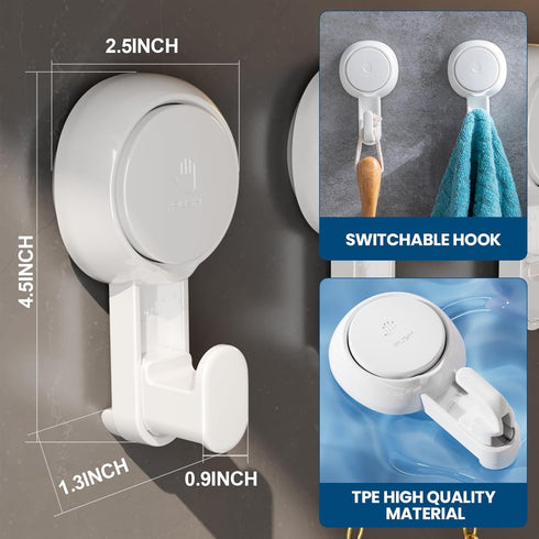 TAILI Suction Towel Hook for Bathroom, Damage-Free Hanging Hooks for Inside Shower Wall, Powerful Vacuum Suction Cup Shower Holder for Towel, Loof...