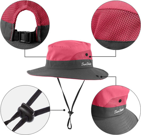 IYEBRAO 2 Pieces Kids Sun Hat with Ponytail Hole UPF 50 Summer Cap for Girls Beach ? Fishing...