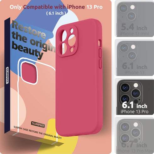 SURPHY Compatible with iPhone 13 Pro Case with Screen Protector, (Camera Protection & Soft Microfiber Lining) Liquid Silicone Phone Case 6.1 inch ...