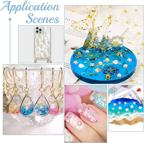 OLYCRAFT 45pcs 9 Style Starfish Shell Resin Fillers Alloy Enamel Cabochons Ocean Nail Art Decorations Resin Accessories Supplies for Jewelry Makin...