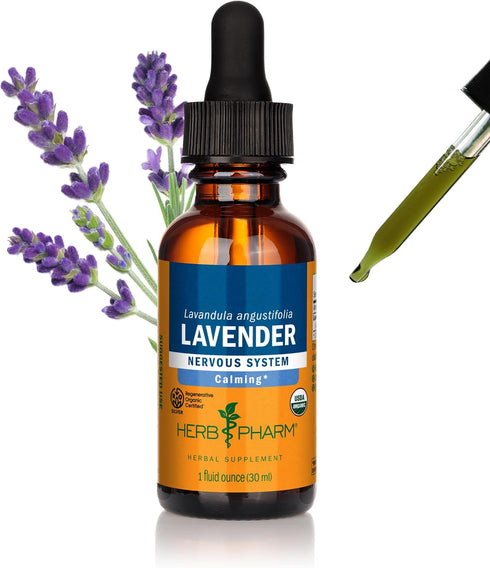 Herb Pharm Certified Organic Lavender Flower Liquid Extract for Calming Nervous System Support, 1 Fl Oz...