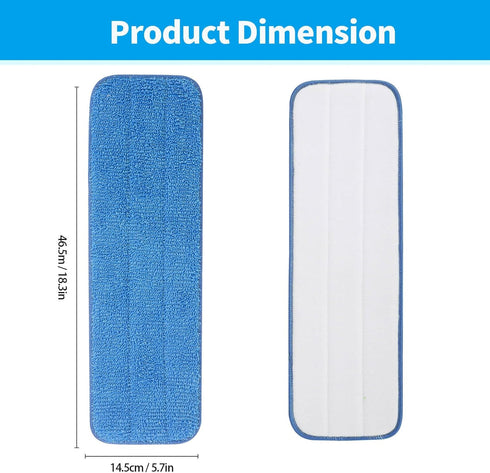 10 Packs Replacement Microfiber Cleaning Pads Spray Mop Heads Flat Mop Pads for Any Microfiber Flat Mop System 18 inch Reusable and Washable Blue...