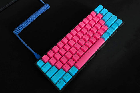 ASCENY Coiled & Double-Sleeved Mechanical Keyboard Cable, for Type-C Mechanical Keyboards (Blue)...