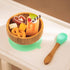 Baby Bowls and Spoons, Baby Bamboo Bowl and Spoon | Silicone Suction | Bamboo Baby Bowls for Baby | Baby Bowls First Stage | Baby Wood Bowls (Cyan...