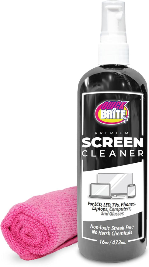 Quick ‘n Brite Screen Cleaner with Microfiber Cleaning Cloth, Cleaning Spray for TV, Computers, Laptops, Smartphones and Electronic Cleaning Kit, ...