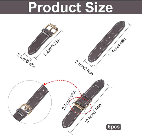 FINGERINSPIRE 6 Sets Leather Sew-On Toggles Closures Coconut Brown PU Leather Snap Toggle Sew On Duffle Jacket Buckle Metal Leather Clasp Fastener...