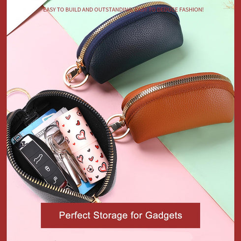 Earphone Case Airpods 1st 2nd Generation Cover Earbuds Cable Organizer Key Lipstick Pocket Money Charger Gadget Storage Small Bag Orange PU with Z...