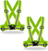 2 Pack Hi Vis Safety Vests - Adjustable Bright Neon Color High Visibility Reflective Safety Straps Gear for Traffic Control, Running, Cycling...