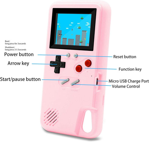 LucBuy Game Console Case Compatible for iPhone XR, Retro Protective Cover Self-Powered Case with 36 Small Games, Full Color Display, Shockproof Vi...