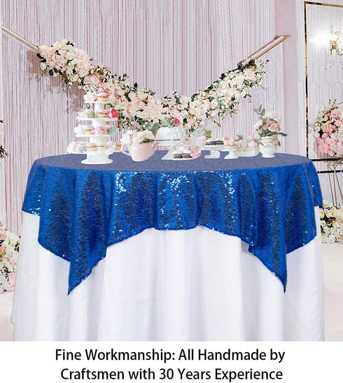 ShinyBeauty Sparkling Royal Blue Sequin Tablecloth 54x54 Inch - Glitter Dining Table Cover for Birthday Wedding Party Decor, Elegant Luxury Table ...