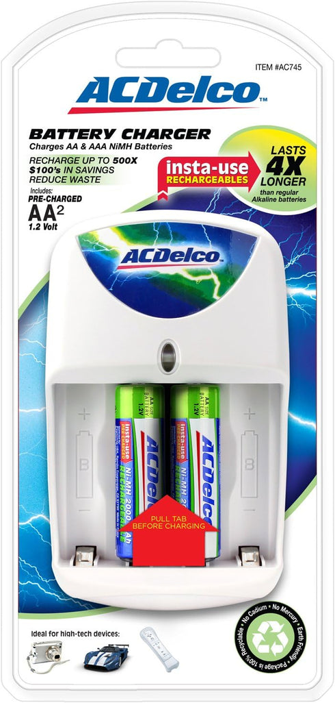 ACDelco AA and AAA Battery Charger, Includes 2 AA Batteries...