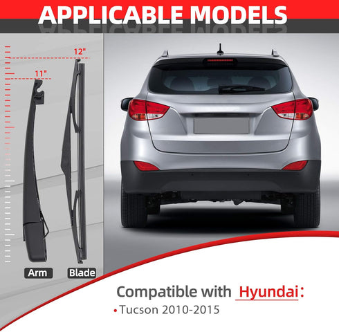 Replacement for Hyundai Tucson 2010-2015, Rear Windshield Wiper Arm Blade Set - OTUAYAUTO Factory OEM Style 988111H000...