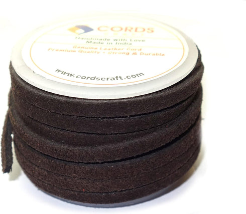 Genuine Suede Leather Cords, Lace, String Thread, Velvet Cord for Necklace, Bracelet, Choker and DIY Crafts, 4mm Dark Brown 10 Meters (10.93 Yards...
