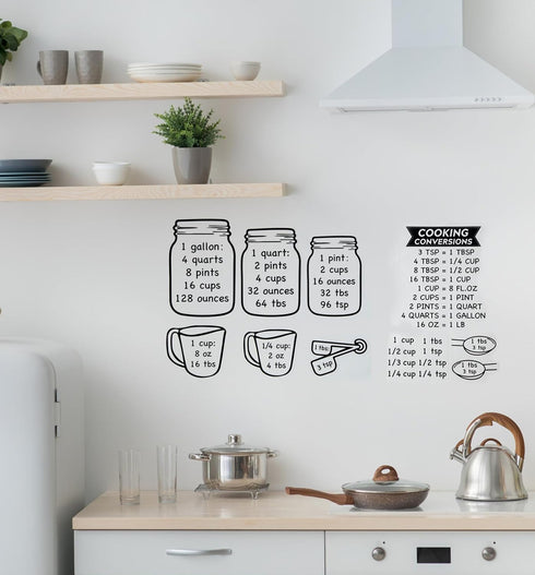 Kitchen Conversion Chart Wall Decor, Metric Measurement Conversion for Cooking, Baking, Fridge Decor, Gallon Quart Pint Cup Ounce Tbsp Tsp Convers...