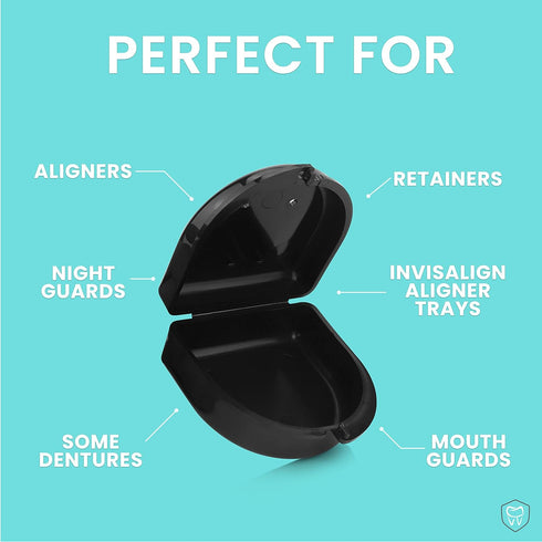 FRESH KNIGHT Mouth Guard Case - Black Retainer Mouthguard Case for Dentures with Vent Holes - Protective Storage for Night Teeth Grinding - Slim D...