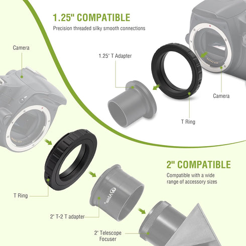 Alstar Telescope Camera Adapter T2 T Ring Adapter Metal Compatible for Pentax SLR/DSLR Cameras Standard Pentax-K Lenses and Telescope Photo Adapte...