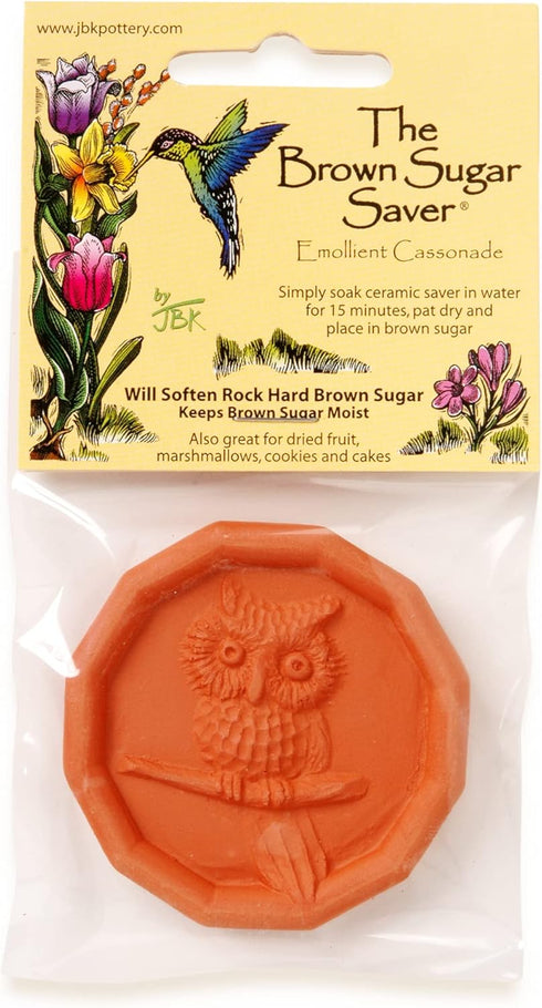Terra Cotta Brown Sugar Saver | Owl Design | Food-Safe Softener for Cookies, Marshmallows, Dried Fruits & More | Reusable Moisture Keeper by JBK P...