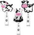 3 Pieces Cow Badge Reel Retractable Badge Reels Cute Name Badge Holder with Swivel Clip Funny Nurse Badge Reel for Office School Worker Doctor Nur...
