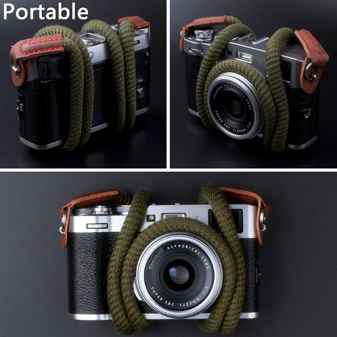 120cm Camera Strap,Vintage Soft Camera Rope Strap Neck Shoulder Strap Compatible with Sony Nikon Canon Fuji Mirrorless DSLR SLR Camera Green...