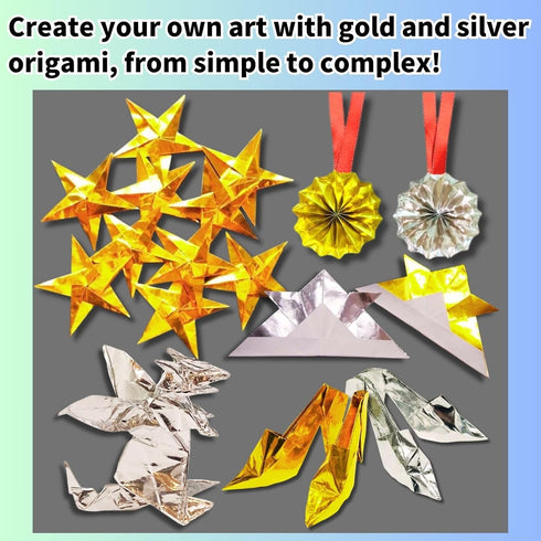 Origami Paper Single Color Gold?Silver 6 X 6 Inch (15X15cm) 100 Sheets Each,Storage Container Set...