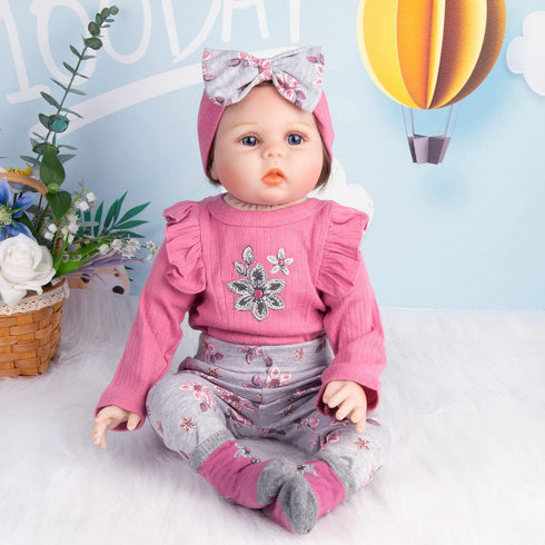 Reborn Baby Doll Clothes 24inch Girl Pink Outfits Accesories Set 4pcs for 22"- 24" Reborn Dolls Newborn Baby Clothing...