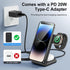 3 in 1 Magnetic Wireless Charging Station, Wireless Charger for Magsafe with PD 20W Adapter for iPhone 15 14 13 12/Pro/Pro Max/Plus/Mini, Apple Wa...
