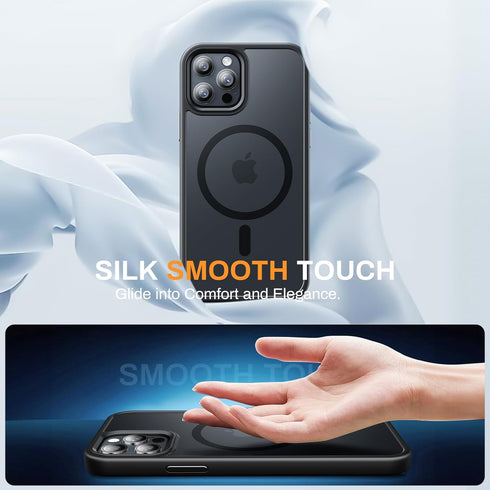 Strong Magnetic for iPhone 12 Pro Max Case, Military Grade Drop Protection, Compatible with MagSafe, Shockproof Translucent Matte Hard Back Soft S...