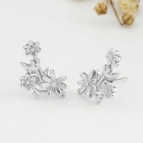 Boma Jewelry Sterling Silver Flower Bouquet Crawler Stud Earrings...