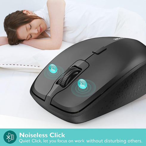 Ergonomic Bluetooth Mouse and Mouse Pad for Laptop, Silent Mouse with 3-Levels DPI, USB Nano Receiver for Android PC Notebook Computer Mac-Black...