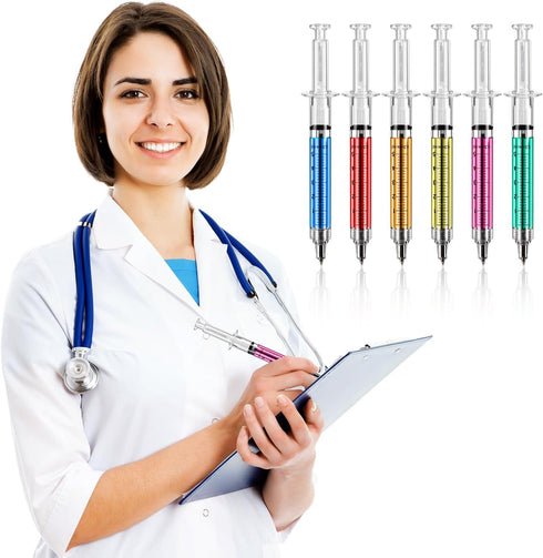 12Color Syringe Pen Bulk Party Favors Writes In Black Ink, MultiColor Fun Nurse pens, Imaginary Doctor Play, Nursing School Supplies Office Home S...