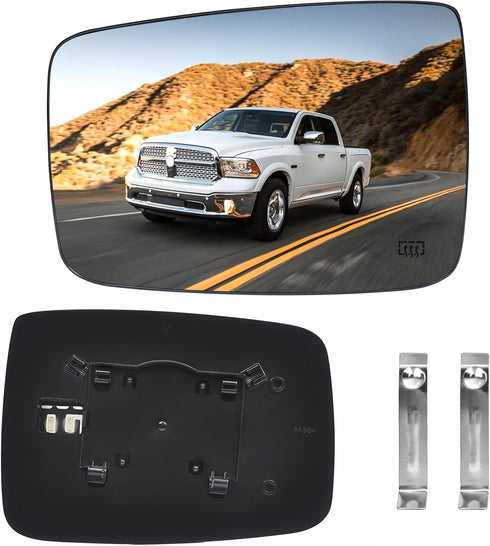 TOP-MAX Dodge Ram Driver Left Side Heated Mirror Glass Compatible with 2009-2018 Dodge Ram 1500 2500 Side View Exterior Convex Mirror Glass 680502...