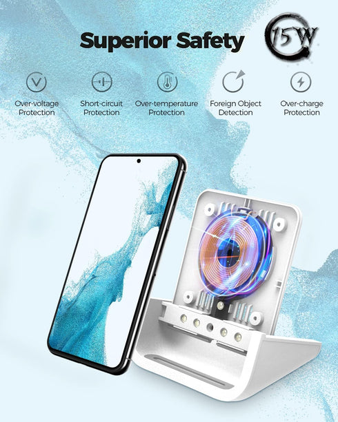 15W Wireless Charger YW YUWISS Wireless Charging Stand Cordless Charger 10/7.5/5W Compatible with iPhone 14 13 12/12 /11Pro Max/XR/XS Max/XS/X/8/8...